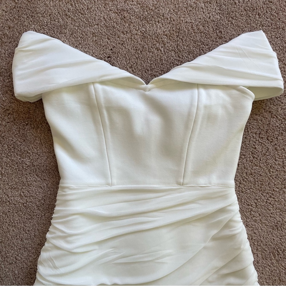 White Off the Shoulder Bodycon Mini Dress